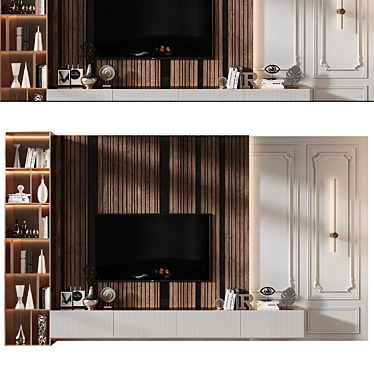  Modern Plywood TV Shelf Design 3D model image 1 