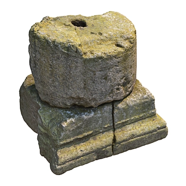 Ancient Mossy Stone Column 3D model image 1 