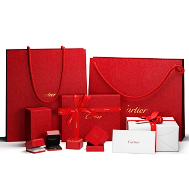 Luxury Cartier Gift Packaging Set 3D model image 1 