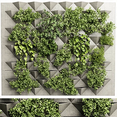 Concrete Green Wall Garden Set 3D model image 1 