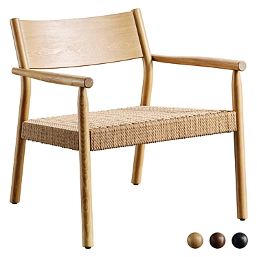 Yalia Paper Rope Armchair in Oak 3D model image 1 