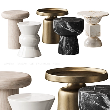 Minimalist Marble Side Tables 3D model image 1 