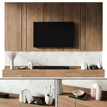 Modern TV Wall Set Design 3D model image 1 