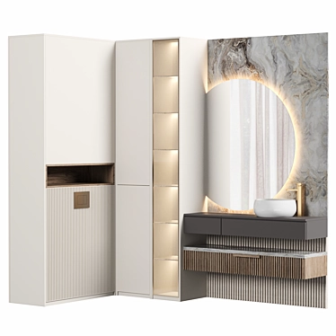 Modern Bathroom Cabinet Set 3D model image 1 