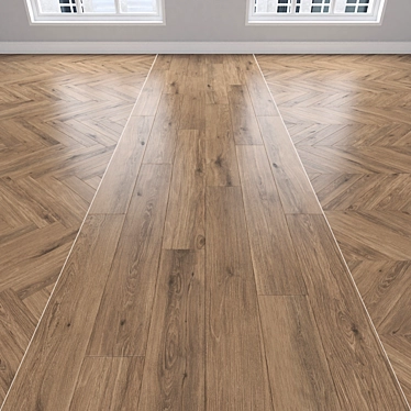 Oak Parquet Collection: Line, Chevron, Plank 3D model image 1 