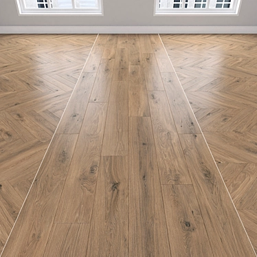 Oak Parquet Flooring Kit 3D model image 1 