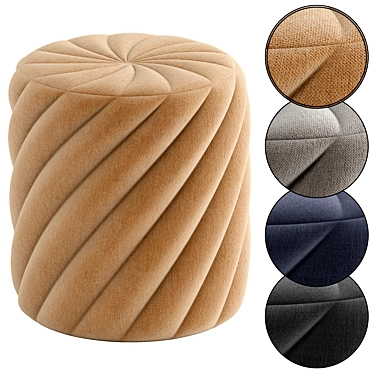 Contemporary Two-Tone Fabric Pouf 3D model image 1 