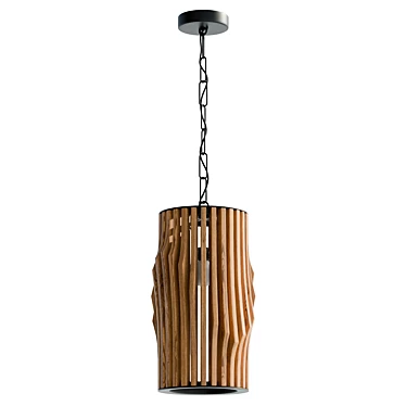 Modern Wood Cylinder Pendant Light 3D model image 1 