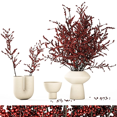 Modern Ilex Berry Bouquet 3D model image 1 