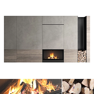 Impression 2G Fireplace Wall Set 3D model image 1 