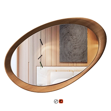 Asymmetrical Wooden Frame Mirror 03