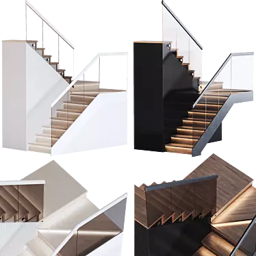 Modern Stair 3D Model Kit 3D model image 1 