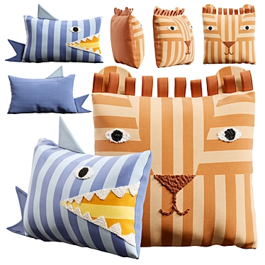 Cute Animal Kids Pillow Set 3D model image 1 