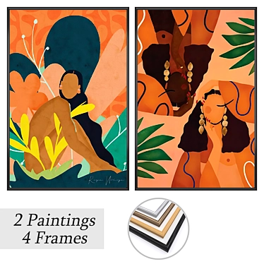 Dual Picture Set with Frames 3D model image 1 