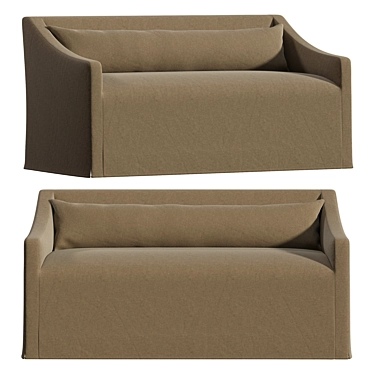 Plush Slipcover Banquette with Pillow 3D model image 1 