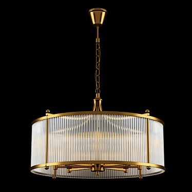 Elegant Brass Crystal Chandelier Fixture 3D model image 1 