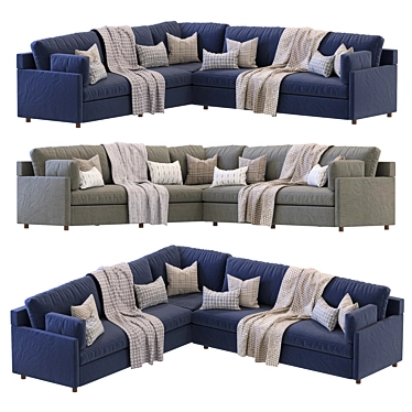 Modern L Shaped Sectional Sofa 3D model image 1 