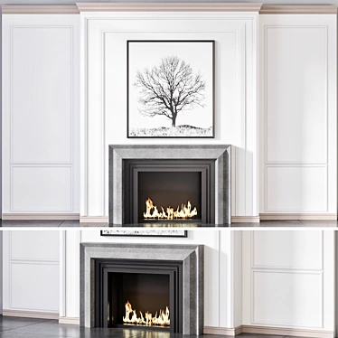 Modern Fireplace Model for V-Ray 3D model image 1 