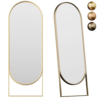 Elegant Sadie Floor Mirror Gold 3D model image 1 