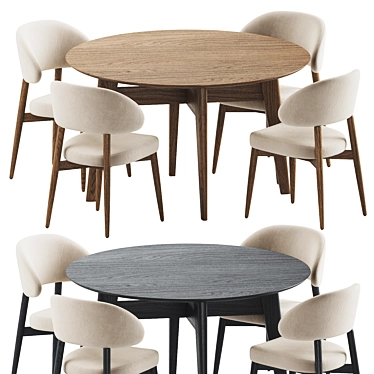  Stylish Dining Set with Chairs 3D model image 1 