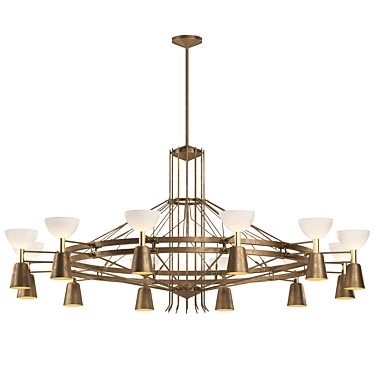 Industrial Brass Opaline Bicycle Chandelier 3D model image 1 