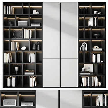 Minimalist Modular Bookcase in Millimeters 3D model image 1 