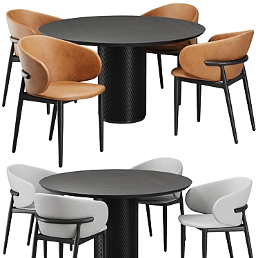 Modern Dining Set with Chairs 3D model image 1 