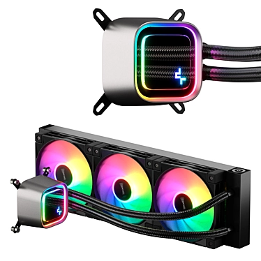 Liquid Cooling System with RGB Lighting 3D model image 1 