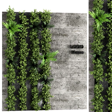 Vertical Concrete Wall Garden Set 3D model image 1 