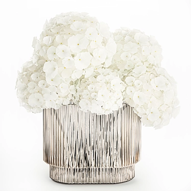 Modern White Hydrangea Vase Set 3D model image 1 