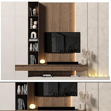 Modern TV Wall Design Solution 3D model image 1 