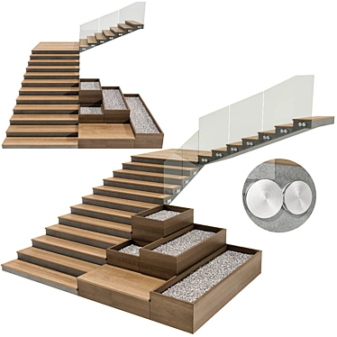 Contemporary Staircase No38. Corona+Vray+Fbx. 3D model image 1 