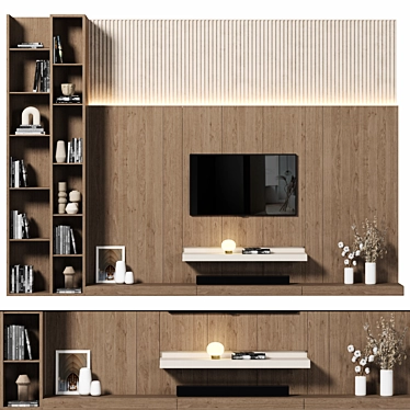 TV Wall 136: Stylish Entertainment Center 3D model image 1 