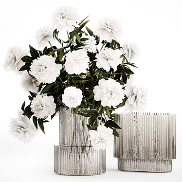 Peony Blossom Vase Set 3D model image 1 