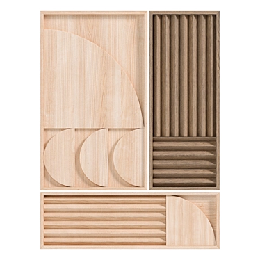 Set of 3 Hevea Wood Wall Decorations 3D model image 1 