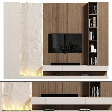 Sleek TV Wall Unit 3D model image 1 