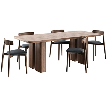 Elegant Dining Set: Lazar Table & Claretta Chair 3D model image 1 