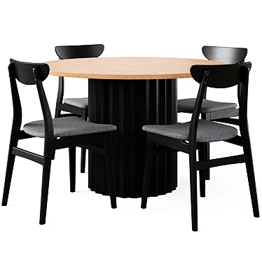 Luther Round Dining Table Set 3D model image 1 