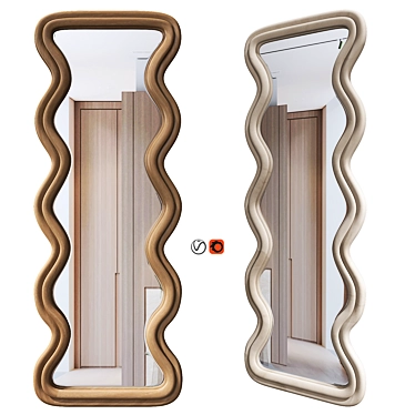 Handcrafted Wavy Floor Mirror 3D model image 1 