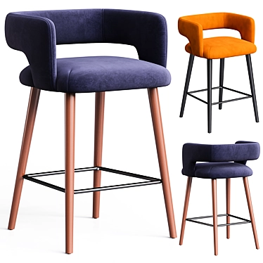 Mars Velvet Orange Bar Chair 3D model image 1 