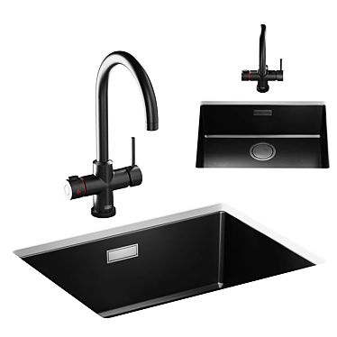 Modern Black Kitchen Sink Set 3D model image 1 