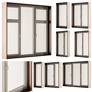 Windows Set 32-White Frame, 9 Window 3D model image 1 