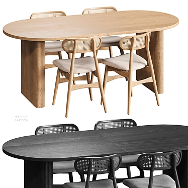 Scandinavian Dining Set Furniture 3D model image 1 