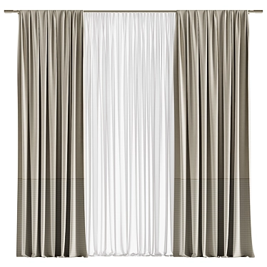 Unique 3D Curtain Design 3D model image 1 