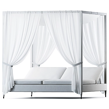 Elegant White 2-Seat Canopy Daybed 3D model image 1 