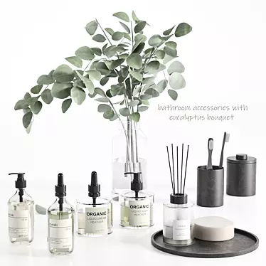 bathroom accessories set with eucalyptus bouquet 17