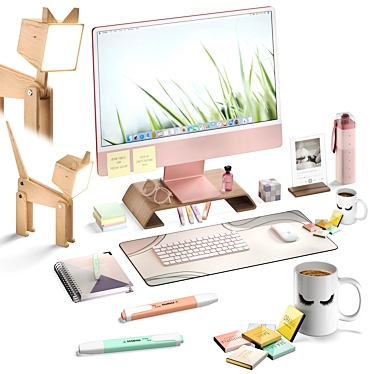 Stylish Apple Workspace Set 3D model image 1 