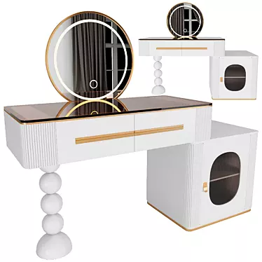 Modern Makeup Vanity with LED Lights 3D model image 1 