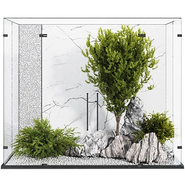 Glass-Enclosed Courtyard Garden Set 3D model image 1 