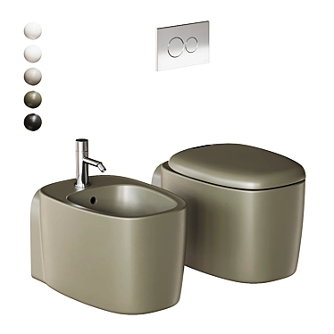 Plural Wall-Hung WC Set 3D model image 1 